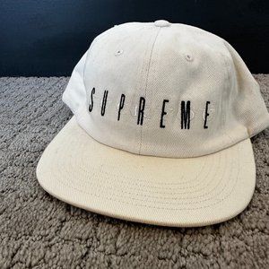 Supreme Fck You 6-Panel Adjustable Hat From Spring/summer 2019 In Bone White.